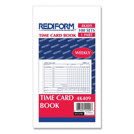 REDIFORM Employee Time Card, Weekly, 4.25x7" 4K409